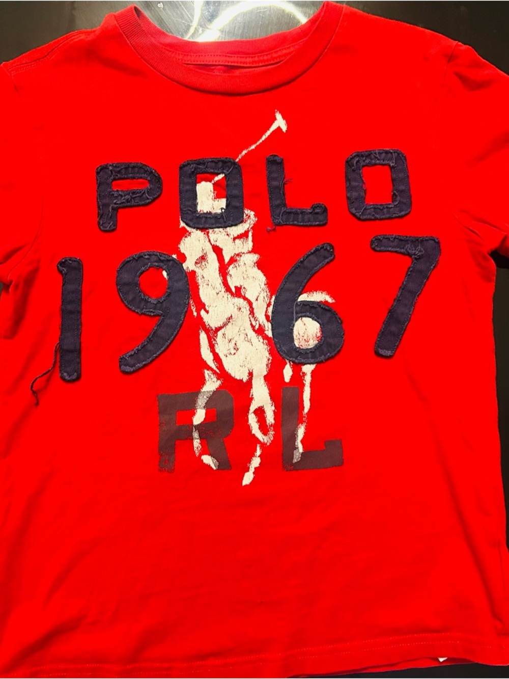 Polo by Ralph Lauren Red Short Sleeve Tee with Navy Applique